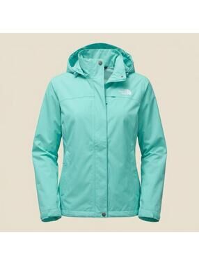 The North Face Women’s Medium Aqua Blue Hooded Rain Jacket Full Zip EUC